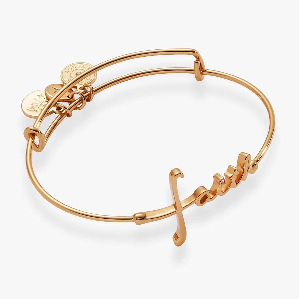 Faith In-Line Expandable Wire Bangle Bracelet with Cross Detail