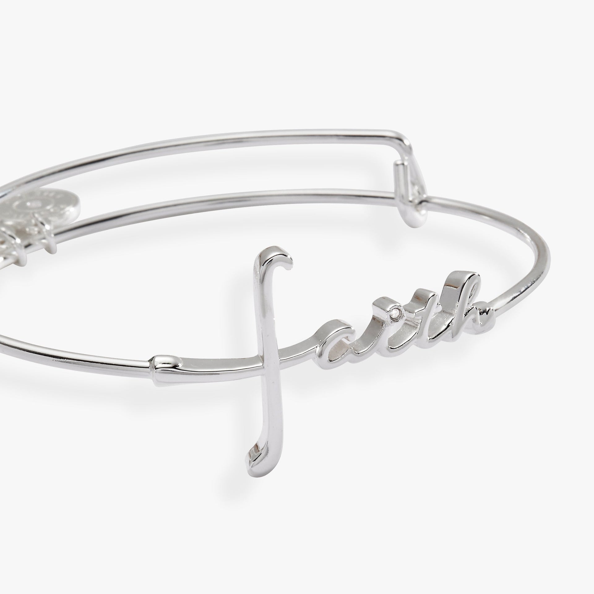 Faith In-Line Expandable Wire Bangle Bracelet with Cross Detail