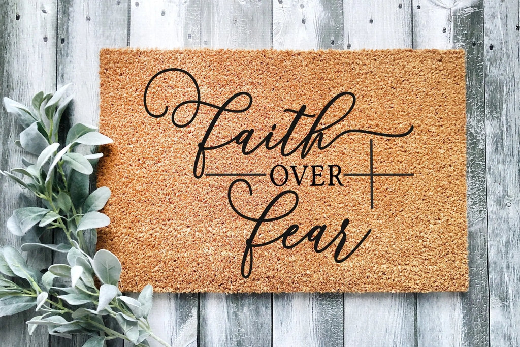 Faith Over Fear Minimalist Farmhouse Coir Doormat