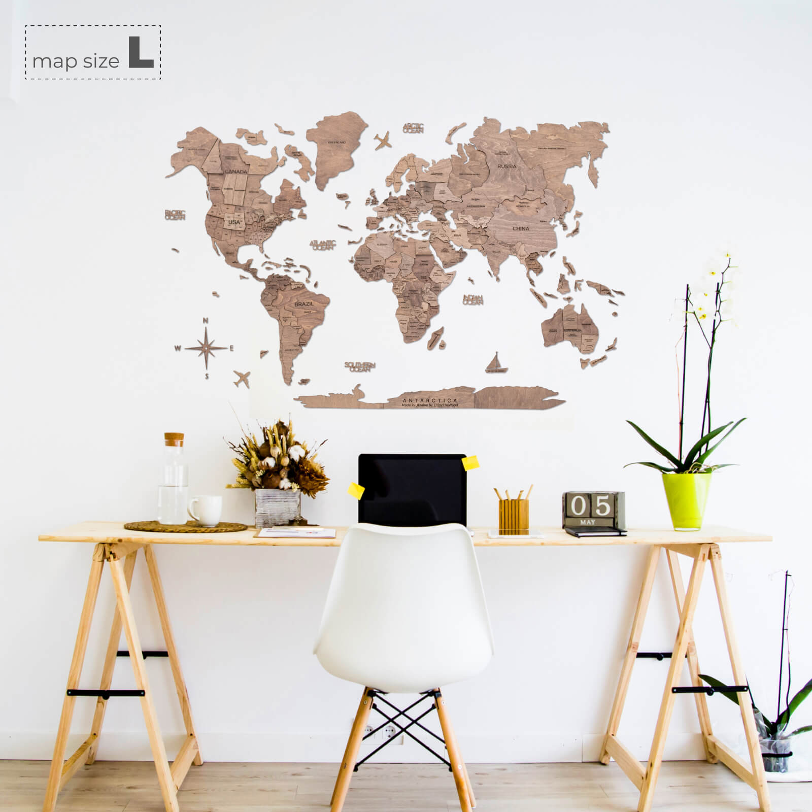 Minimalist Thanksgiving Wall Art in Light and Dark Wood