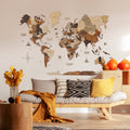 Farmhouse style wooden world map with rustic finish for fall home decor