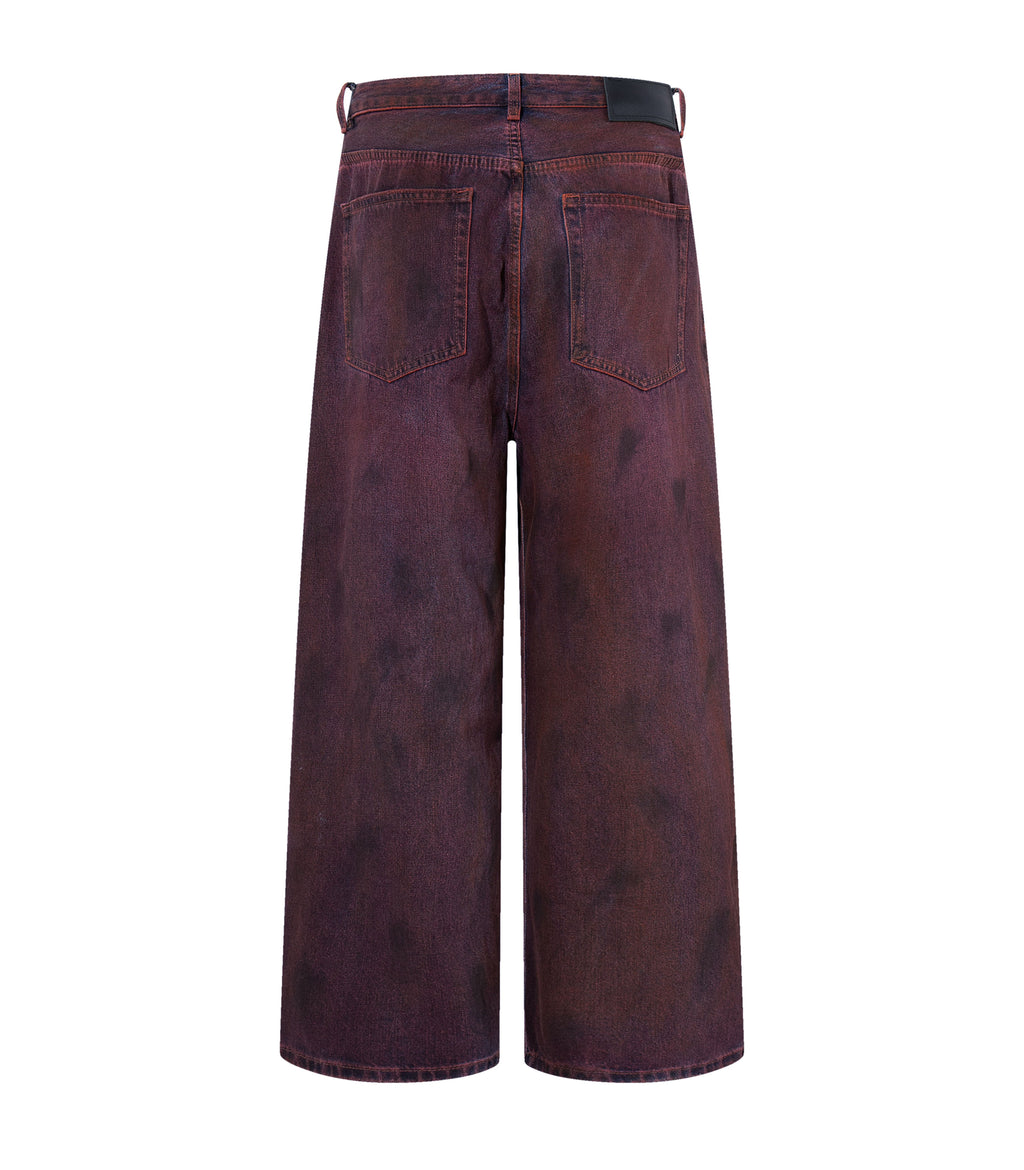 Wideboy Burgundy Denim Japanese Heavyweight Wide Leg Jeans - Image 3