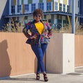 African Print  Long Sleeved Peplum Blouse