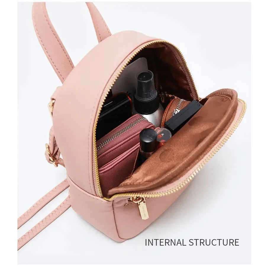 Women’s Mini Leather Backpack – Modern Lightweight Casual Shoulder Bag