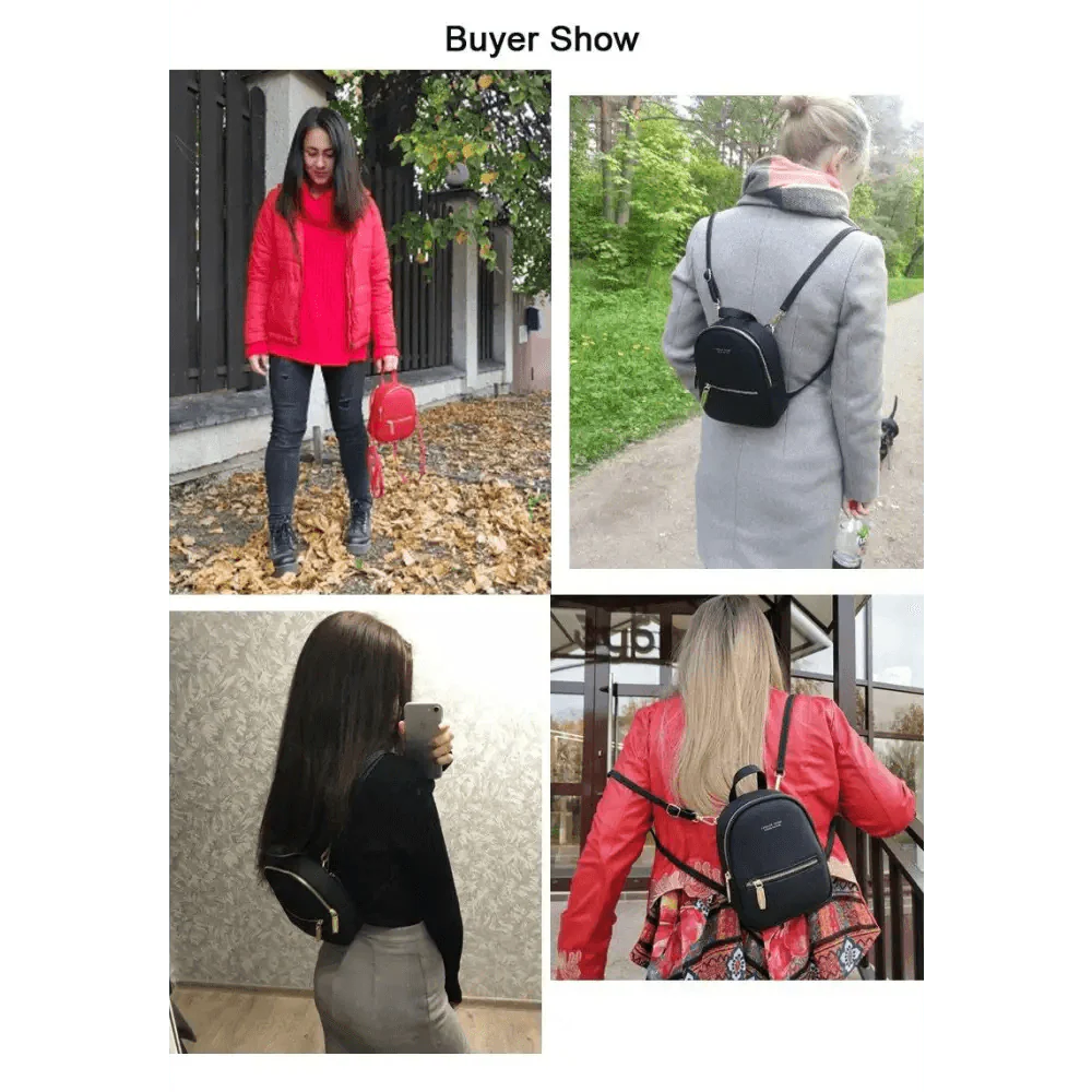 Women’s Mini Leather Backpack – Modern Lightweight Casual Shoulder Bag