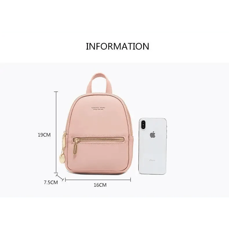 Women’s Mini Leather Backpack – Modern Lightweight Casual Shoulder Bag
