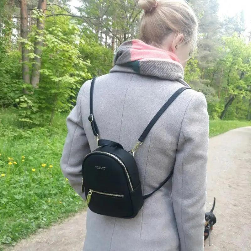 Women’s Mini Leather Backpack – Modern Lightweight Casual Shoulder Bag