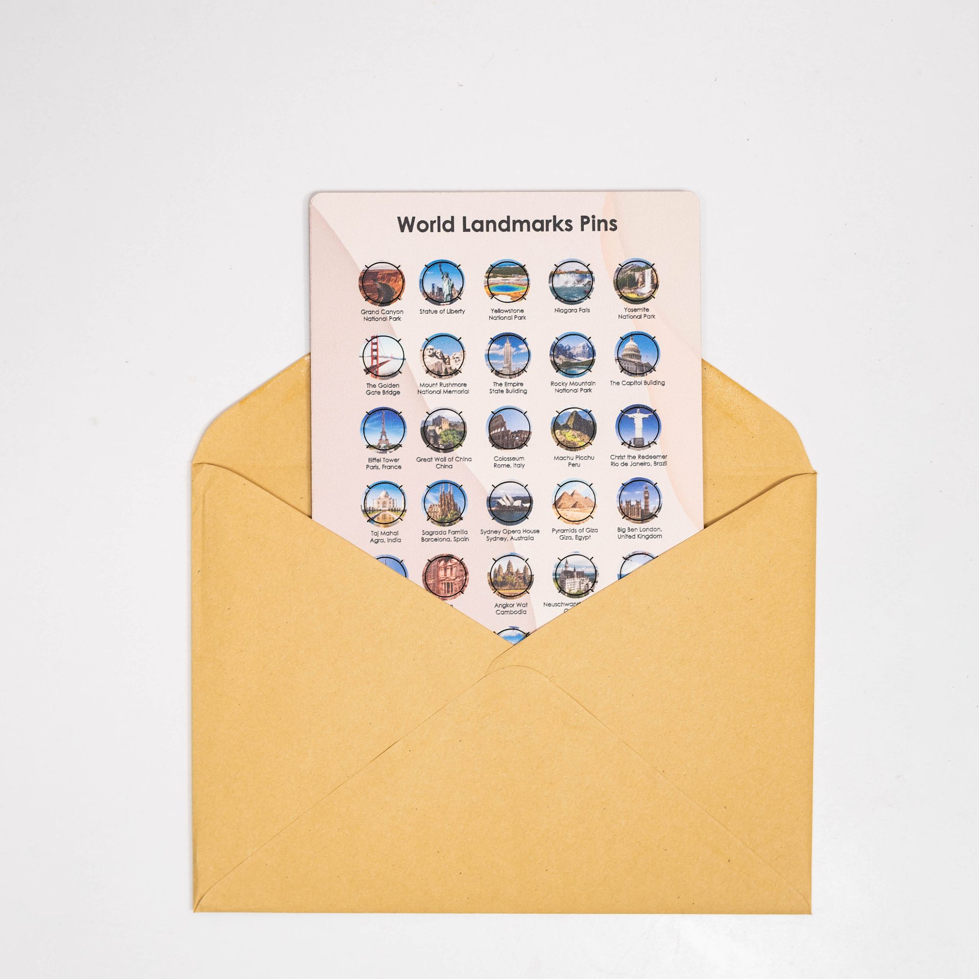 Wooden World Landmarks Pins for Personalized Travel Wall Maps