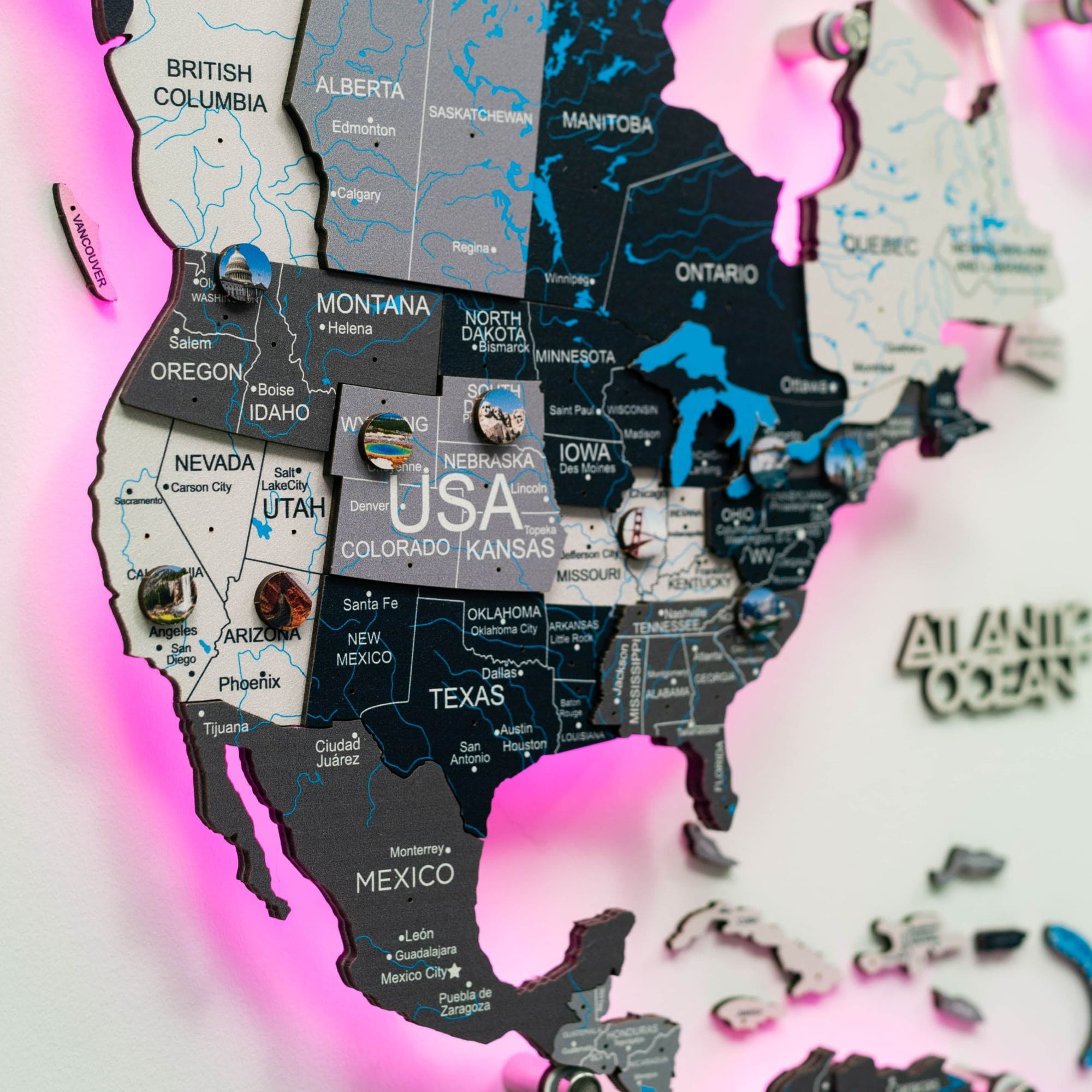 Wooden World Landmarks Pins for Personalized Travel Wall Maps