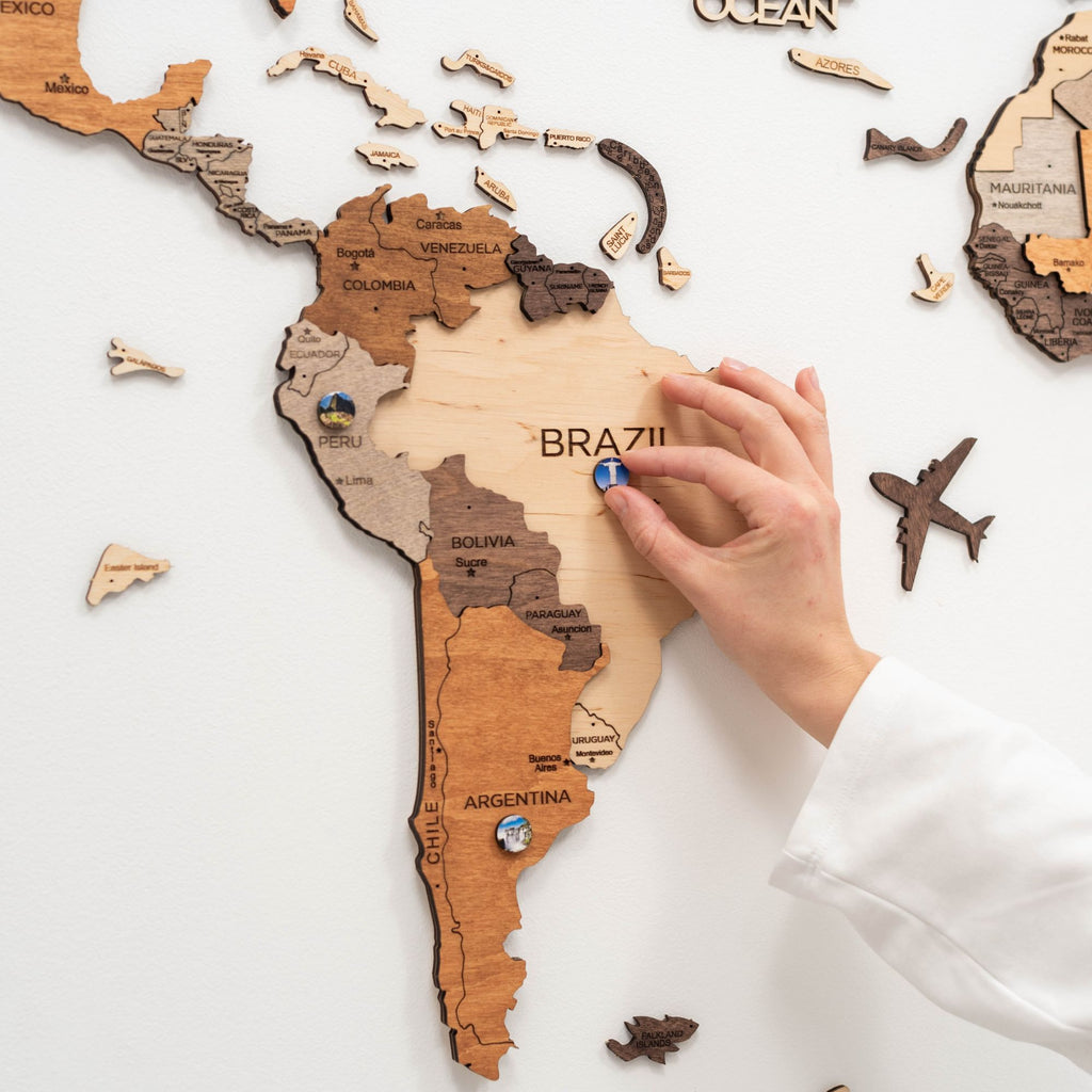 Wooden World Landmarks Pins for Personalized Travel Wall Maps