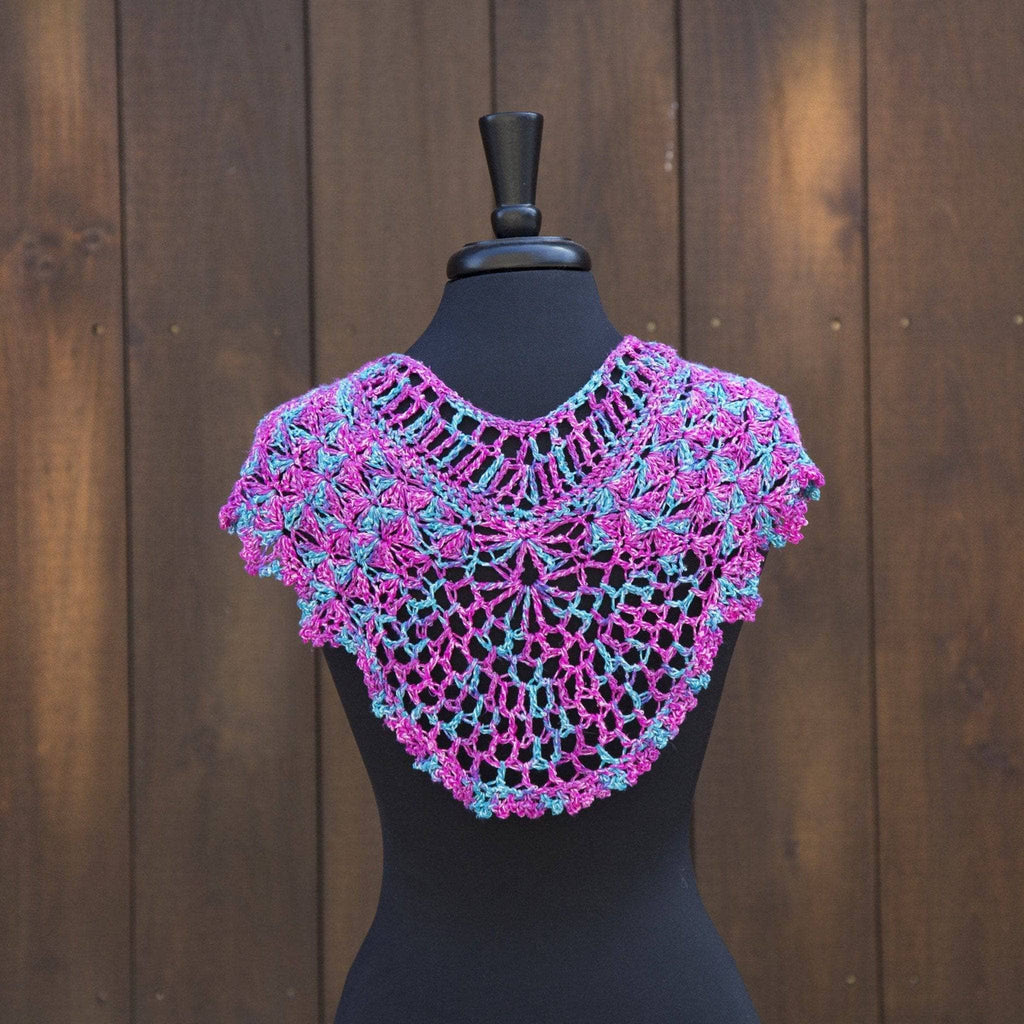 Fan Shell Shawlette Kit - Magenta & Teal Handmade Accessory