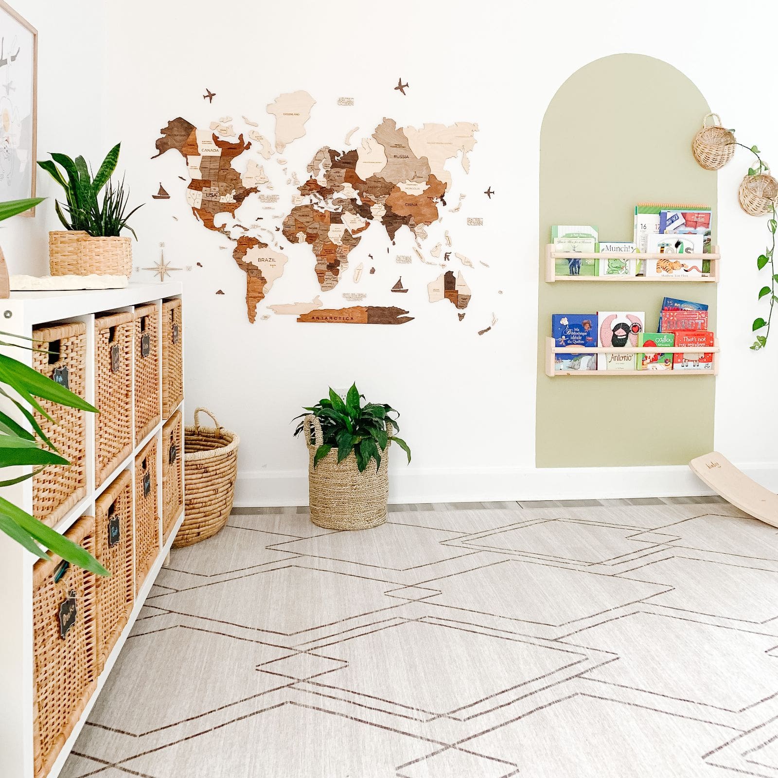 Farmhouse Wall Decor: Large Wooden World Map for Home Interiors