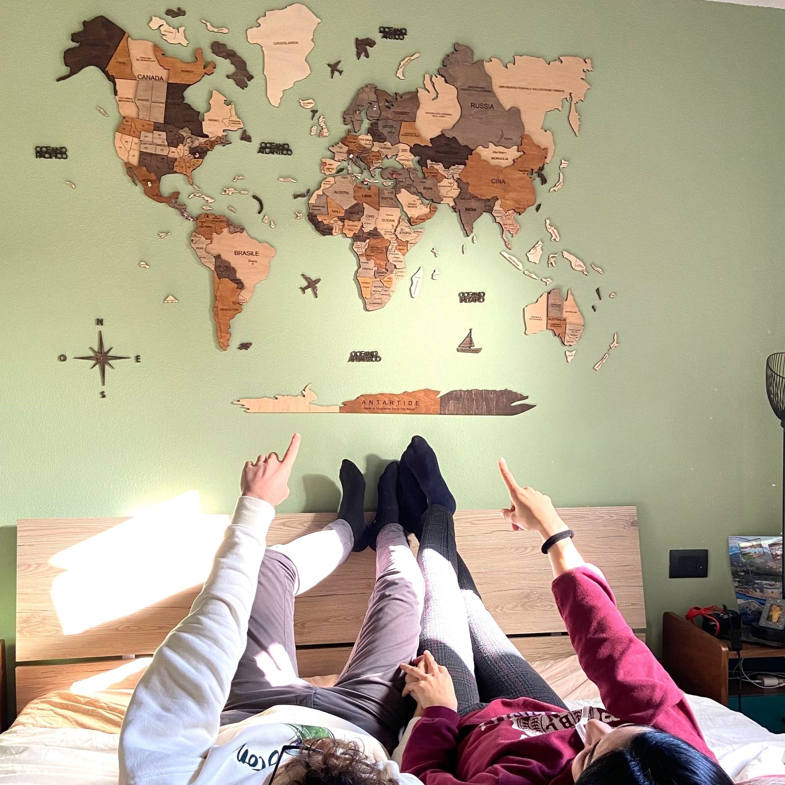 Farmhouse Wall Decor: Large Wooden World Map for Home Interiors