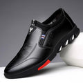 Men's Black Leather Casual Loafers, Comfortable Non-Slip Travel Shoes