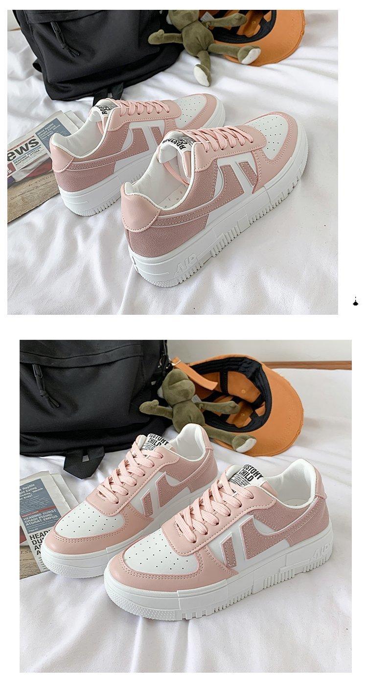 Women's White Casual Lace-Up Sneakers, Breathable Platform Shoes
