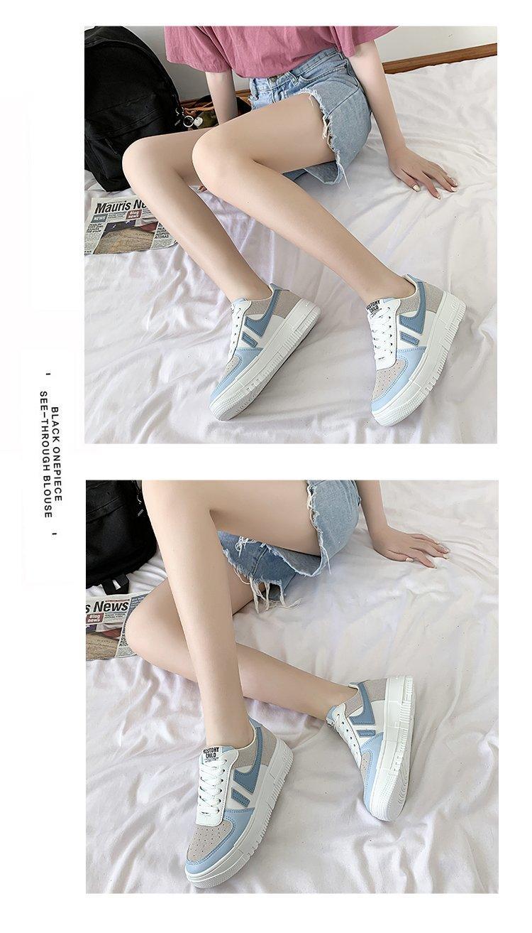 Women's White Casual Lace-Up Sneakers, Breathable Platform Shoes