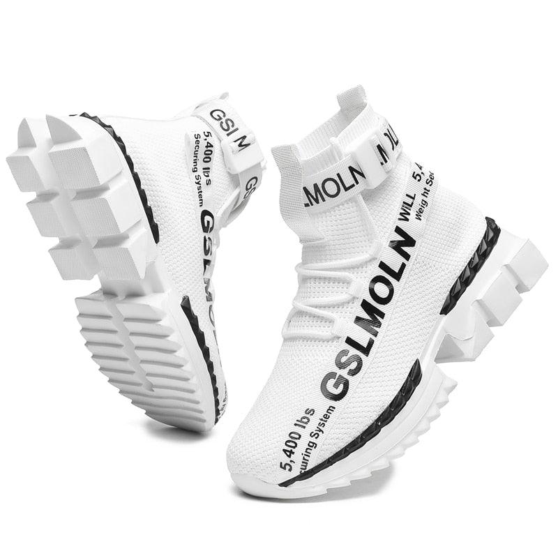 Men's Flying Woven High Top Sneakers Breathable Athletic Shoes