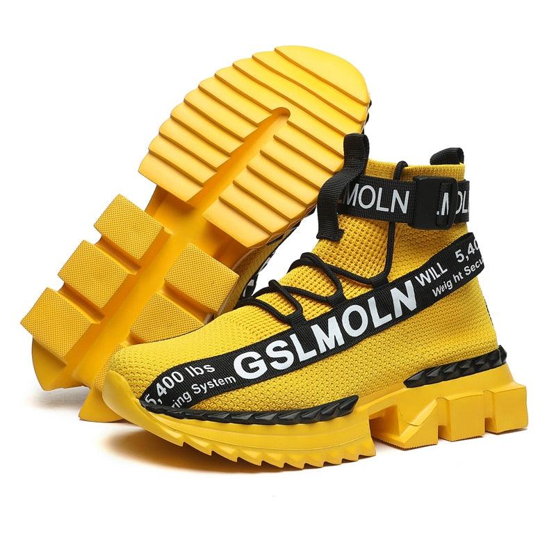 Men's Flying Woven High Top Sneakers Breathable Athletic Shoes