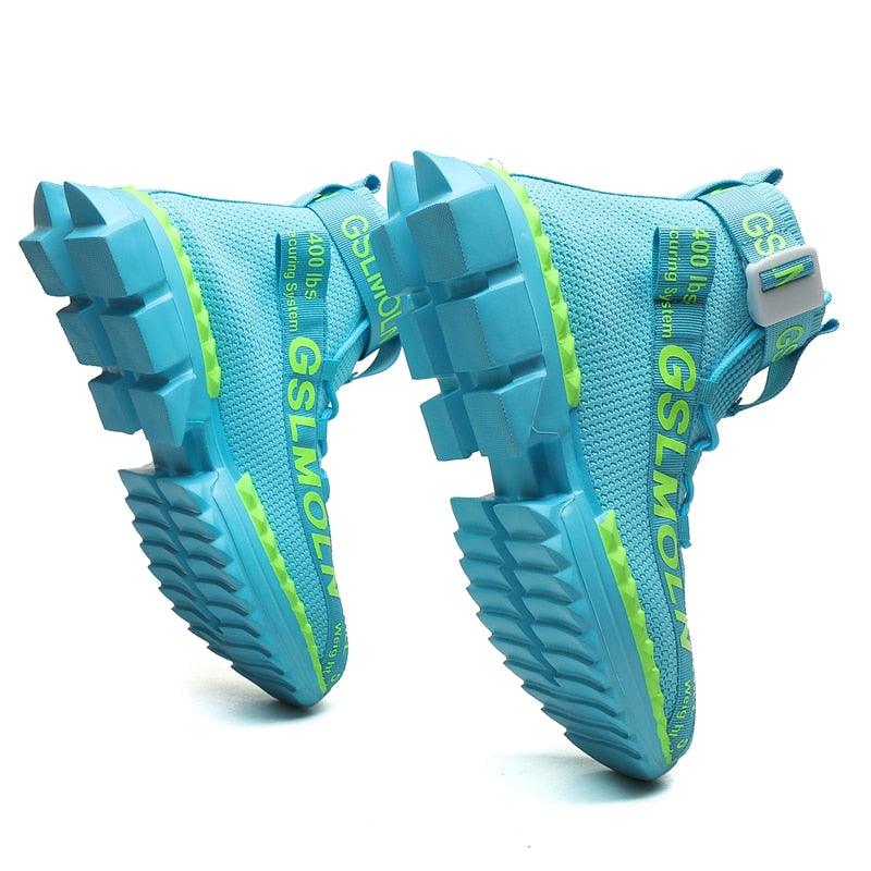 Men's Flying Woven High Top Sneakers Breathable Athletic Shoes