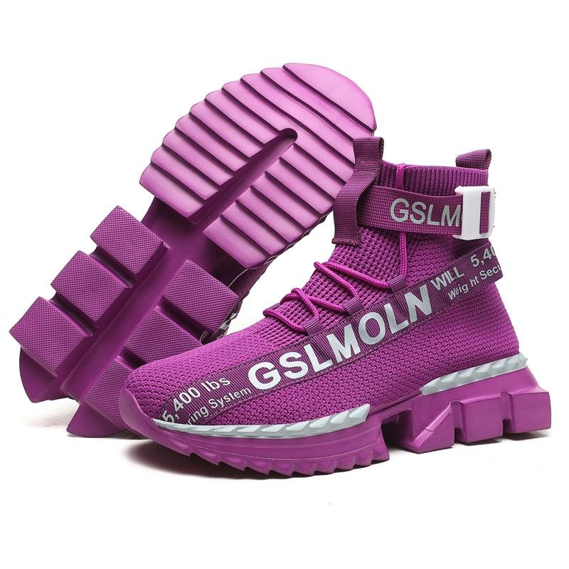 Men's Flying Woven High Top Sneakers Breathable Athletic Shoes
