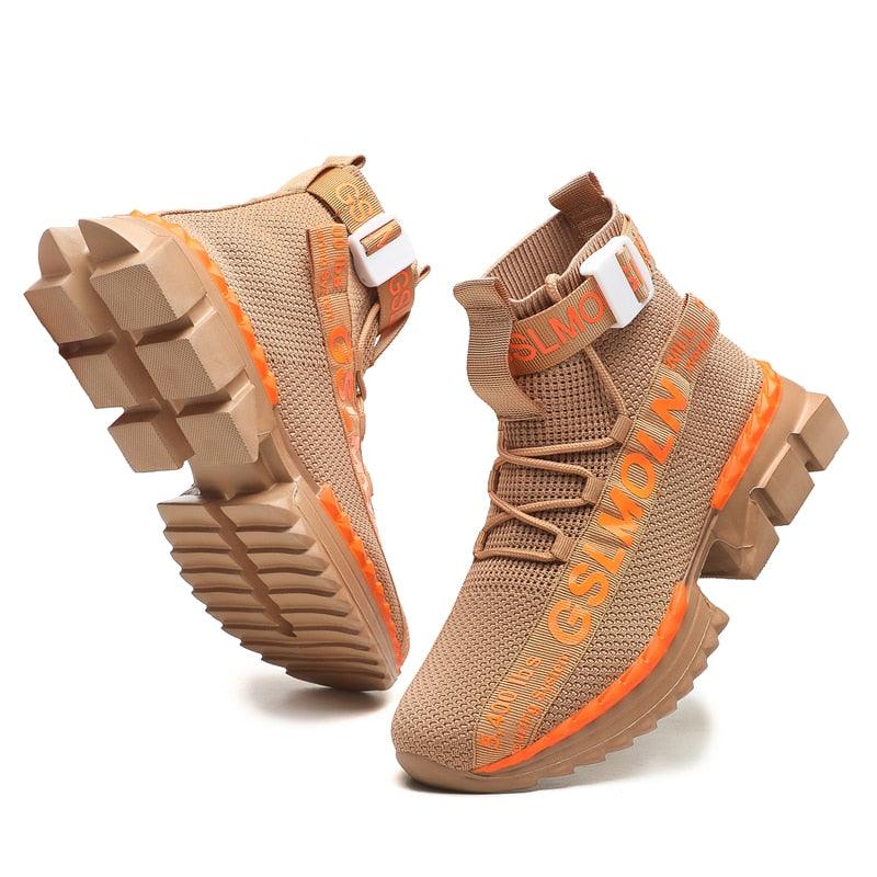 Men's Flying Woven High Top Sneakers Breathable Athletic Shoes