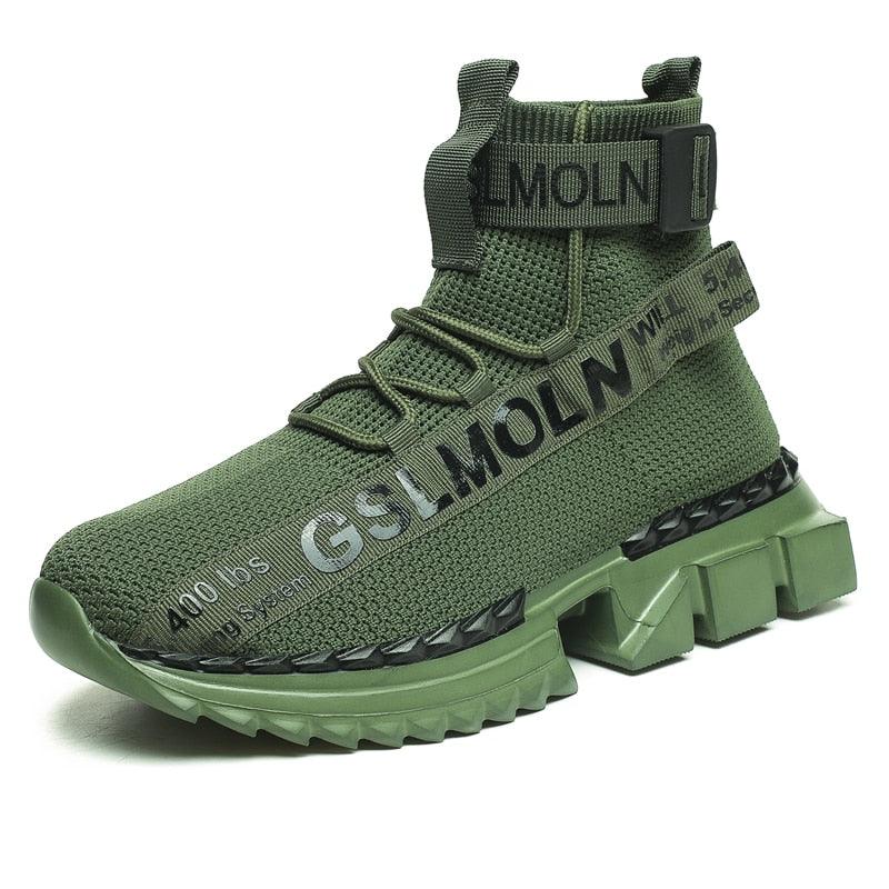 Men's Flying Woven High Top Sneakers Breathable Athletic Shoes