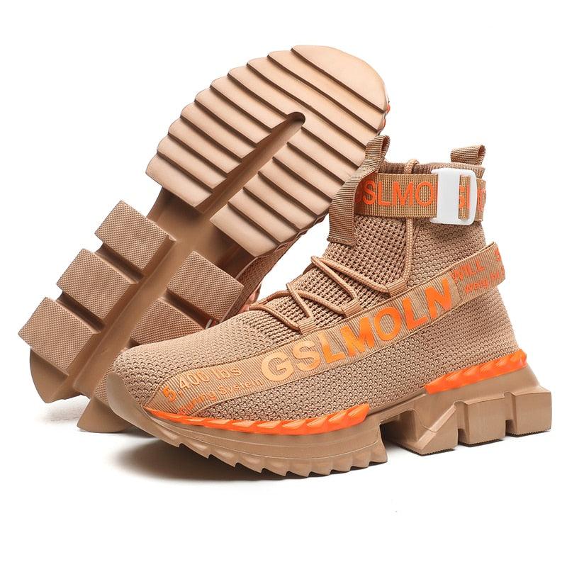 Men's Flying Woven High Top Sneakers Breathable Athletic Shoes
