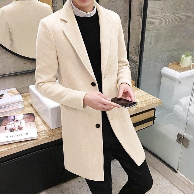Men's Luxury Long Trench Coat Casual Business Windproof Overcoat