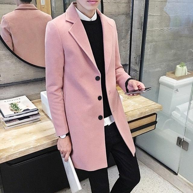 Men's Luxury Long Trench Coat Casual Business Windproof Overcoat