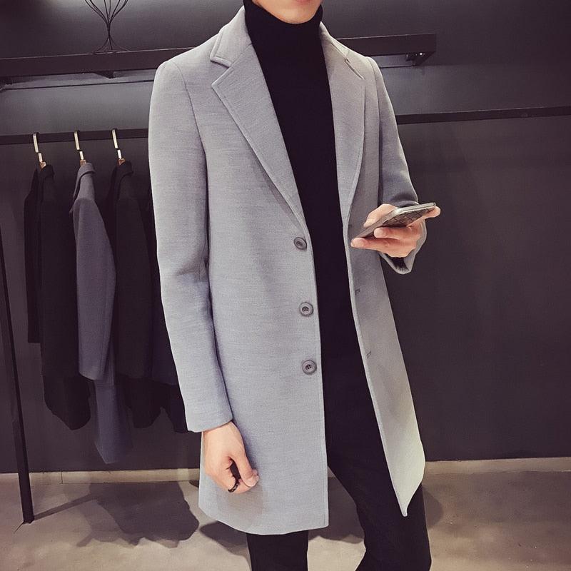 Men's Luxury Long Trench Coat Casual Business Windproof Overcoat