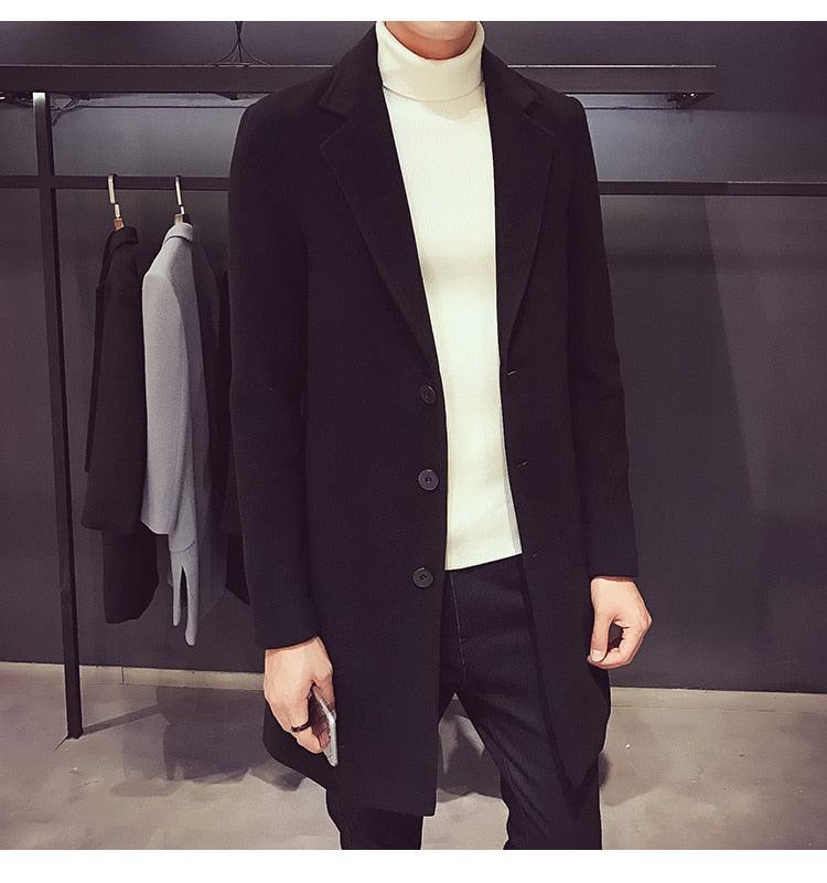 Men's Luxury Long Trench Coat Casual Business Windproof Overcoat