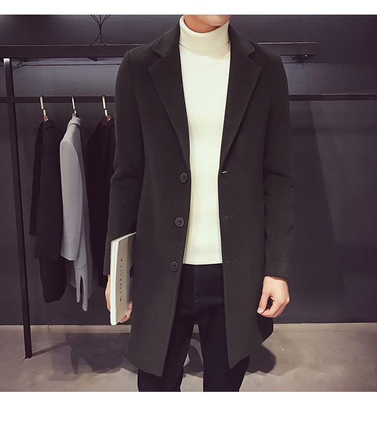 Men's Luxury Long Trench Coat Casual Business Windproof Overcoat