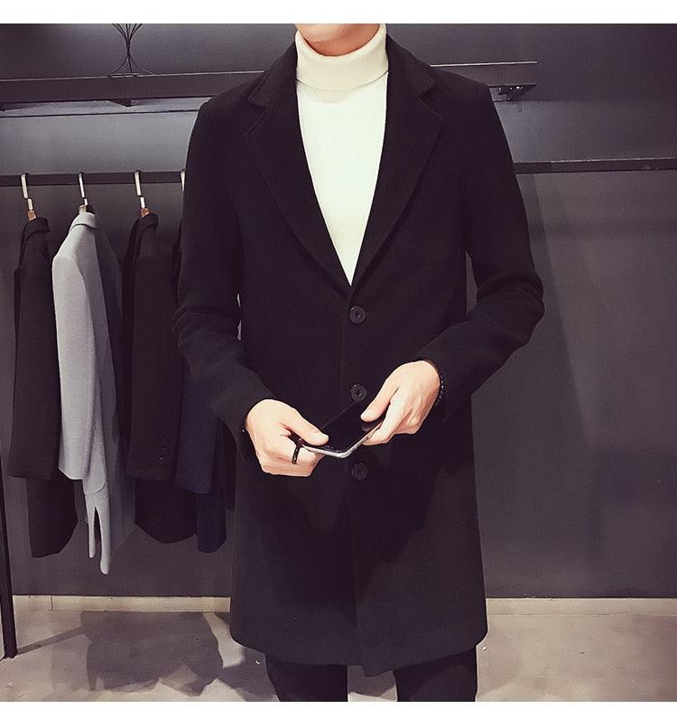 Men's Luxury Long Trench Coat Casual Business Windproof Overcoat