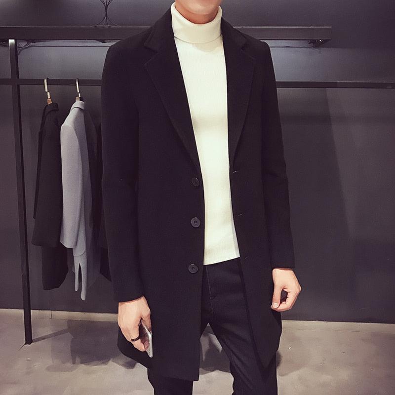 Men's Luxury Long Trench Coat Casual Business Windproof Overcoat