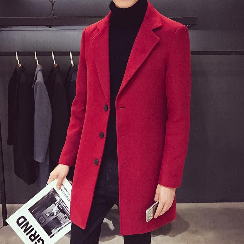 Men's Luxury Long Trench Coat Casual Business Windproof Overcoat