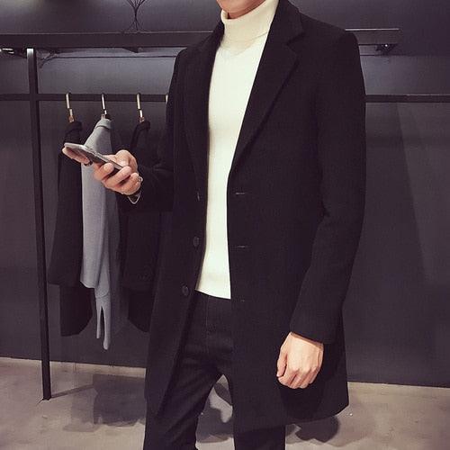 Men's Luxury Long Trench Coat Casual Business Windproof Overcoat