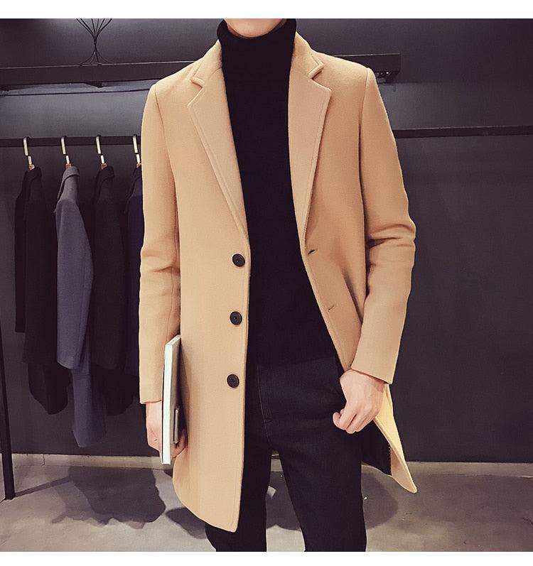 Men's Luxury Long Trench Coat Casual Business Windproof Overcoat