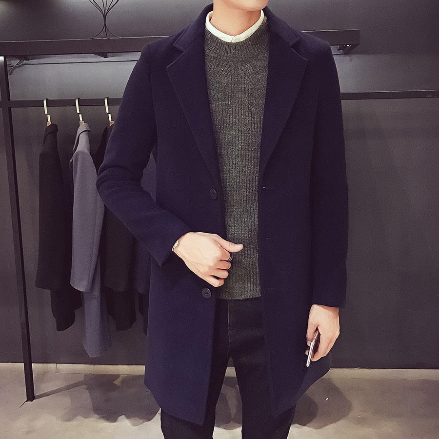 Men's Luxury Long Trench Coat Casual Business Windproof Overcoat