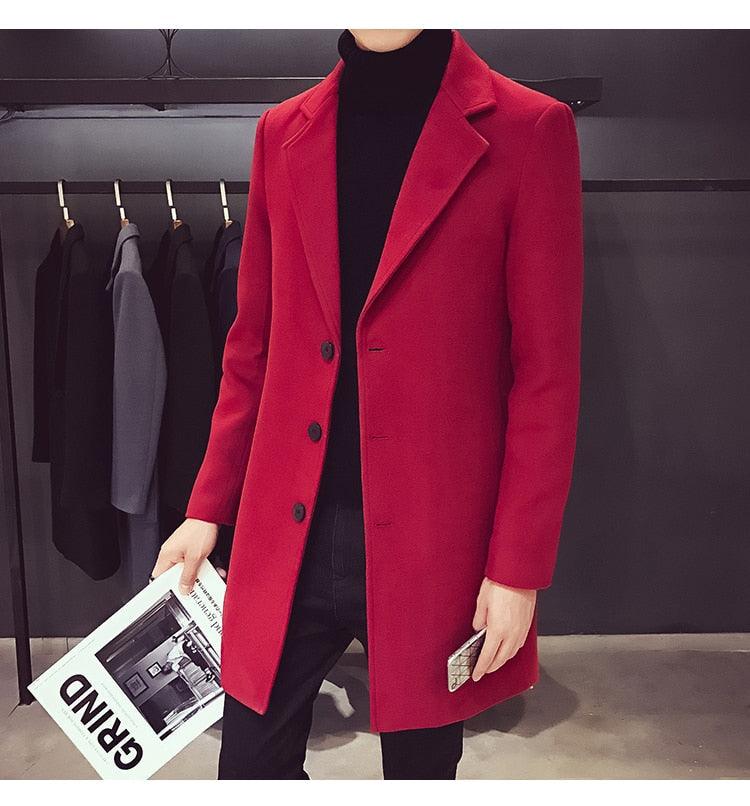 Men's Luxury Long Trench Coat Casual Business Windproof Overcoat