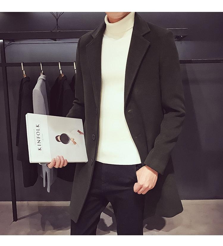 Men's Luxury Long Trench Coat Casual Business Windproof Overcoat