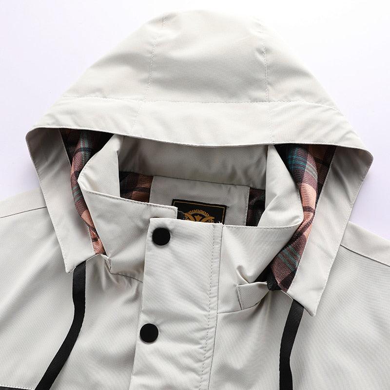 Men's Waterproof Windbreaker Hooded Jacket for Outdoor Hiking