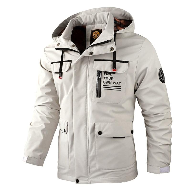 Men's Waterproof Windbreaker Hooded Jacket for Outdoor Hiking