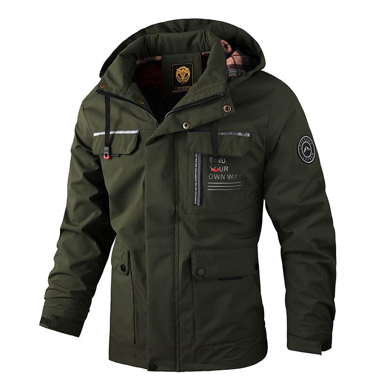 Men's Waterproof Windbreaker Hooded Jacket for Outdoor Hiking