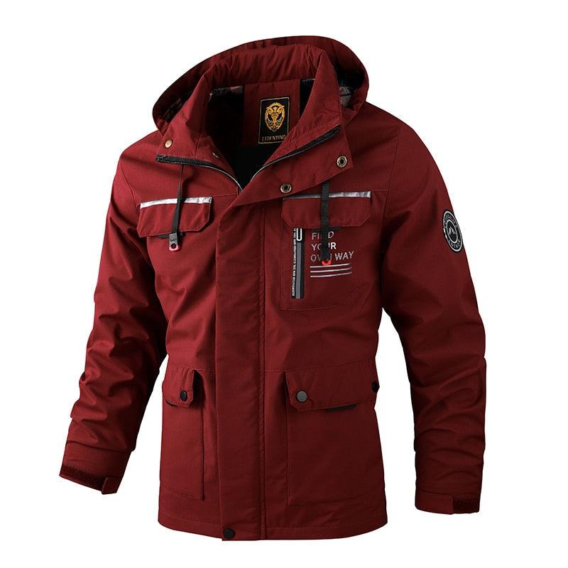 Men's Waterproof Windbreaker Hooded Jacket for Outdoor Hiking