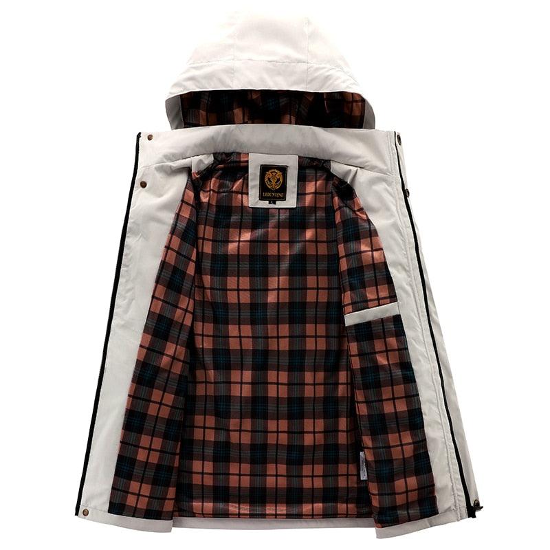 Men's Waterproof Windbreaker Hooded Jacket for Outdoor Hiking