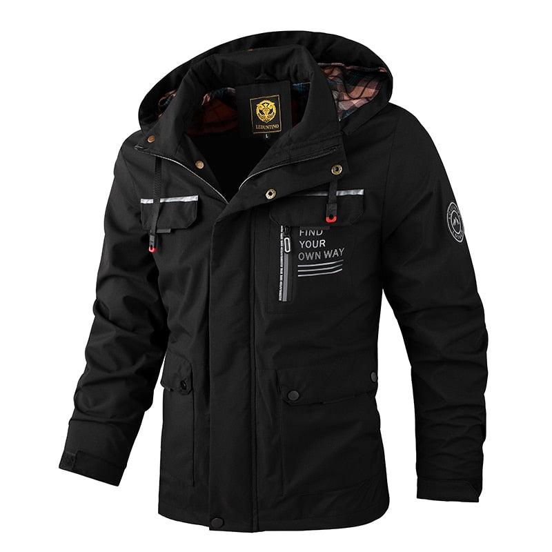Men's Waterproof Windbreaker Hooded Jacket for Outdoor Hiking