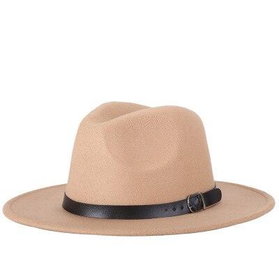 Unisex Wide Brim Fedora Hat with Adjustable Belt Buckle