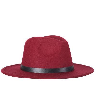 Unisex Wide Brim Fedora Hat with Adjustable Belt Buckle
