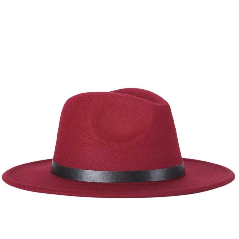 Unisex Wide Brim Fedora Hat with Adjustable Belt Buckle