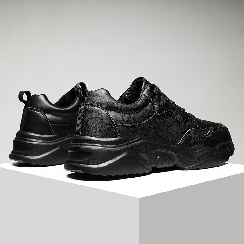 Men's Black Plush Lined Winter Sneakers - Leather Casual Trainers
